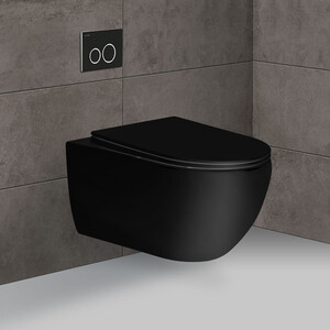 Унитаз подвесной безободковый Vincea Evo с тонким сиденьем микролифт, черный (VT1-34MB)