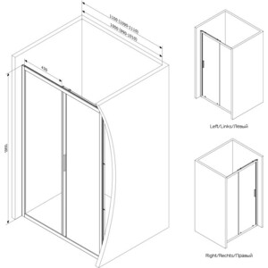 Душевая дверь Am.Pm Gem 110х195 прозрачная, черная матовая (W90G-110-1-195BT)