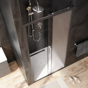 Душевая дверь Am.Pm Gem 100х195 прозрачная/матовая, черная матовая (W90G-100-1-195BM)