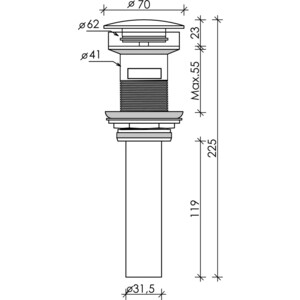 Донный клапан Ceramicanova Click-clack c переливом и керамической накладкой, белый (CN2000x)
