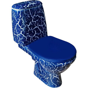 Унитаз-компакт Rosa Премьер с сиденьем, синий кракелюр (4640021064689)