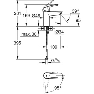 Смеситель для раковины Grohe Eurosmart хром (32154003)