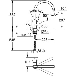 Смеситель для кухни Grohe BauEdge хром (31233001)