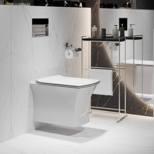 Унитаз подвесной безободковый Grossman с тонким сиденьем микролифт (GR-4461S)