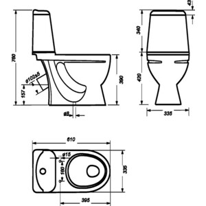 Унитаз-компакт Sanita Идеал Эконом c сиденьем (WC.CC/Ideal/1-P/WHT.G/S1)