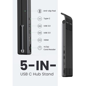 Док-станция (хаб) UGREEN для ноутбука 5 в 1, 2 x USB 3.0, HDMI, SD/TF (80551)