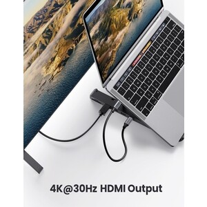 Док-станция (хаб) UGREEN для ноутбука 5 в 1, 2 x USB 3.0, HDMI, SD/TF (80551)