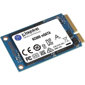 Твердотельный накопитель Kingston SSD KC600, 1024GB, mSATA, SATA3, 3D TLC, R/W 550/520MB/s, IOPs 90 000/80 000, TBW 600, DWPD 0.32 (5 лет (SKC600MS/1024G)