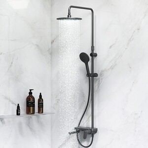 Душевая система Am.Pm Like с изливом, черный матовый (F0780722)