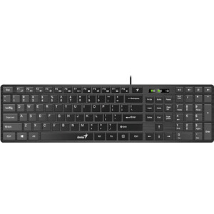 Клавиатура проводная Genius мультимедийная SlimStar 126, USB, 104 клавиши, 9 горячих кнопок, влагозащищенная, тонкие клавиши (31310017417)