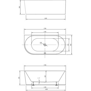 Акриловая ванна Vincea 170х80 правая, слив-перелив (VBT-402-1700R)