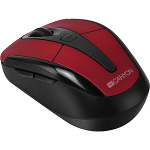 Мышь Canyon цвет - черный/красный, беспроводная 2.4 Гц, регулируемый DPI 800/1000/1600, 6 кнопок, прорезиненное по (CNR-MSOW06R)