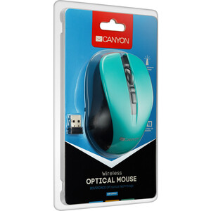 Мышь Canyon CNE-CMSW1G мышь, цвет - зеленый, беспроводная 2.4 Гц, DPI 800/1000/1200 DPI, 3 кнопки и колесо прокрутки, прор (CNE-CMSW1G)