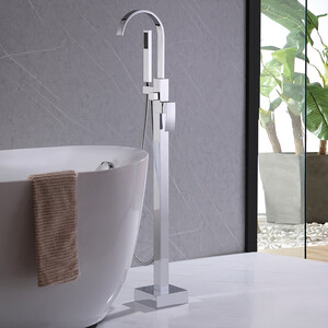 Смеситель для ванны Abber Wasserfall напольный, хром (AF8615)