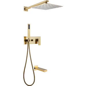 Душевая система Abber Daheim с изливом, золото матовое (AF8217G)