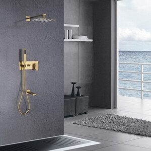 Душевая система Abber Daheim с изливом, золото матовое (AF8217G)