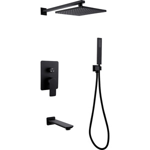 Душевая система Abber Weiss Insel с изливом, черная матовая (AF8017B)