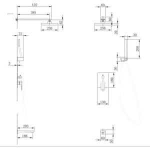 Душевая система Abber Weiss Insel с изливом, черная матовая (AF8017B)