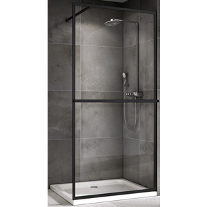 Душевой уголок Abber Immer Offen 100х90 с поддоном, прозрачный, черный (AG60090B, ЛП00081)