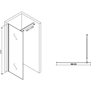 Душевая перегородка Abber Immer Offen 90х200 прозрачная, черная (AG61090B)