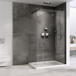 Душевая перегородка Abber Immer Offen 90х200 прозрачная, черная (AG61090B)