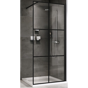 Душевая перегородка Abber Immer Offen 90х200 прозрачная, черная (AG62090B)