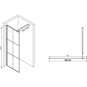 Душевая перегородка Abber Immer Offen 90х200 прозрачная, черная (AG62090B)