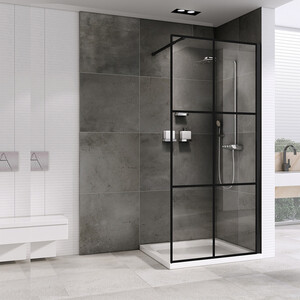 Душевая перегородка Abber Immer Offen 90х200 прозрачная, черная (AG62090B)