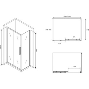 Душевой уголок Abber Schwarzer Diamant 120х90 прозрачный, черный (AG30120BH-S90B)