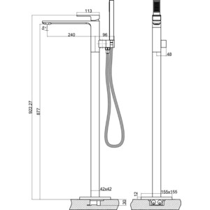 Смеситель для ванны BelBagno Luce напольный, черный (LUC-FMT-NERO)