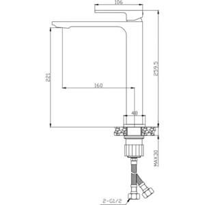 Смеситель для раковины BelBagno Luce высокий золото (LUC-LMC-ORO-W0)