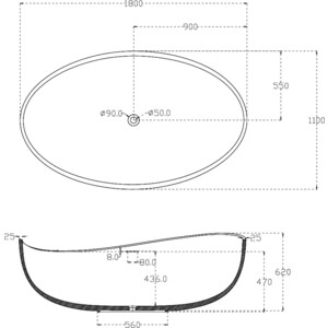 Акриловая ванна Abber 180х110 отдельностоящая (AB9239)