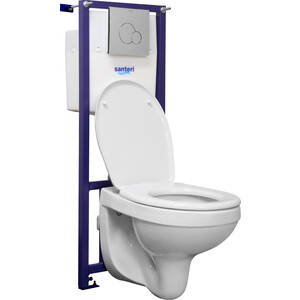 Комплект унитаза Santeri Альфа Комфорт с инсталляцией и сиденьем микролифт (1.3816.4.S00.00B.0)