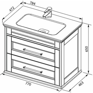 Тумба под раковину Aquanet Бостон М 80 белая матовая, ручки золото (243782)
