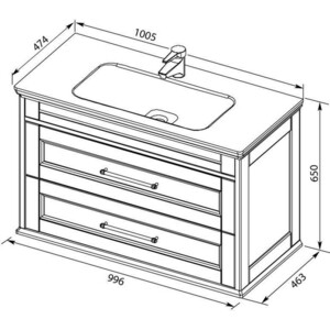 Тумба под раковину Aquanet Бостон М 100 белая матовая, ручки золото (243781)