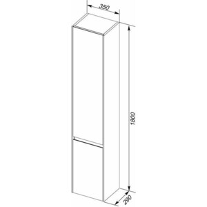 Пенал Aquanet Гласс 35 левый, белый (249946)