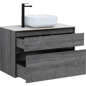 Тумба под раковину Aquanet Nova Lite 90 два ящика, дуб рошелье/серая (242267)