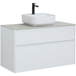 Тумба под раковину Aquanet Nova Lite 100 два ящика, белый глянец/серая (242581)