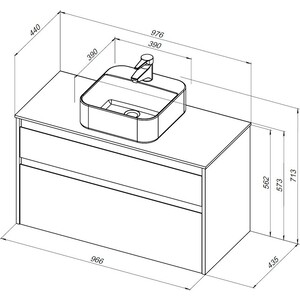 Тумба под раковину Aquanet Nova Lite 100 два ящика, дуб рошелье/серая (242582)