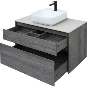 Тумба под раковину Aquanet Nova Lite 100 два ящика, дуб рошелье/серая (242582)