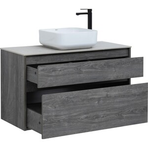 Тумба под раковину Aquanet Nova Lite 100 два ящика, дуб рошелье/серая (242582)