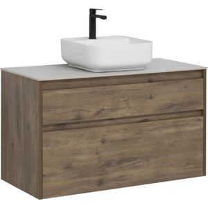Тумба под раковину Aquanet Nova Lite 100 два ящика, дуб рустикальный/серая (249521)