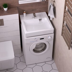 Раковина над стиральной машиной GreenStone Benito 50х55 с кронштейнами, белая (V58D1)