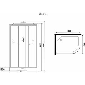 Душевая кабина Niagara NG-4512-14R BLACK 120х80х215 правая