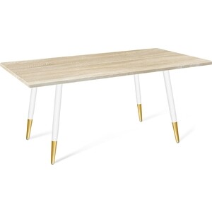 Стол Sheffilton SHT-TU14/120/80 МДФ белый муар/золото/дуб сонома светлый