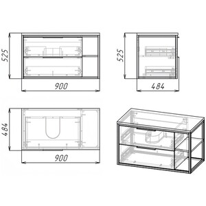Мебель для ванной Grossman Лофт 90х48 GR-4042BW, шанико/черный