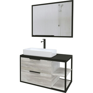 Тумба под раковину Grossman Лофт 90х48 шанико/черный (109002)