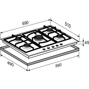 Газовая варочная панель Zigmund & Shtain G 16.7 X