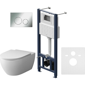 Комплект унитаза Am.Pm Awe FlashClean с сиденьем микролифт, клавиша хром (IS49051.111700)