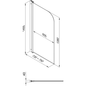 Шторка для ванны Triton Соло Квад 75х140 прозрачная, хром (Щ0000046335)